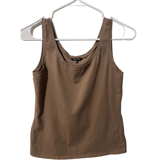 NIC+ZOE Light Brown Cotton Blend Perfect Tank w/Scoop Neck - Picture 2 of 6